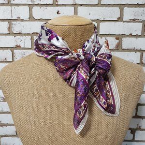 Oscar de la Renta Purple Silk Floral Scarf, VTG